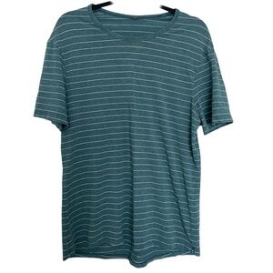 Lululemon Teal Striped Short Sleeve Crew Tee
